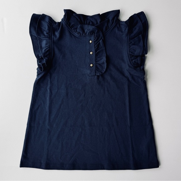 Janie and Jack Girls Ruffle Sleeve and Collar Top-Navy Blue Size 8 NWT NEW - Picture 1 of 5